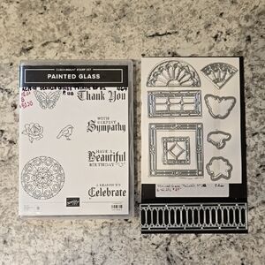 Stampin' Up! Painted Glass Stamp Set & Stainwd Glass Thinlits Dies Bundle